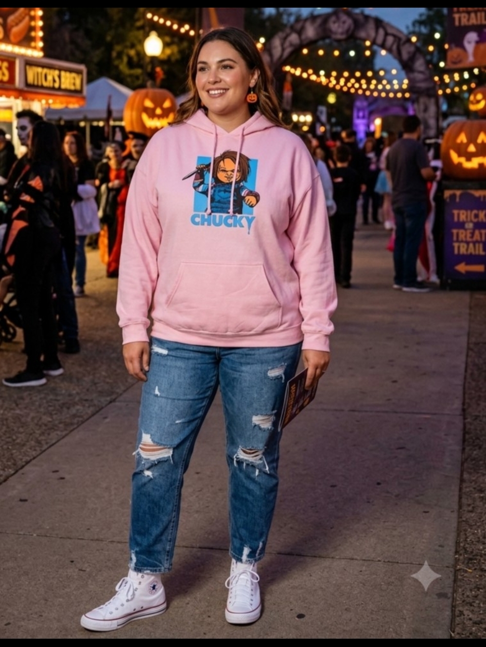 Pink Chucky Graphic Hoodie  P2P 23 Size XL